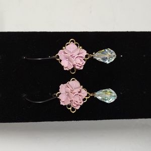 Ceramic Rose Dangle Earrings